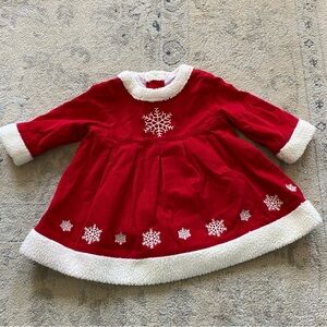 Hanna Andersson Corduroy Christmas Dress 3-6m Snowflake Fleece Trim